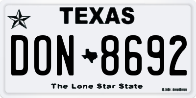 TX license plate DON8692