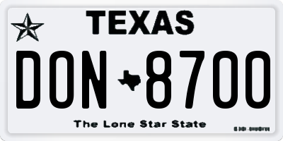 TX license plate DON8700
