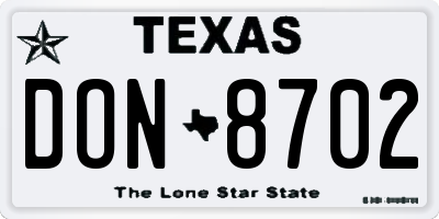 TX license plate DON8702