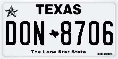 TX license plate DON8706