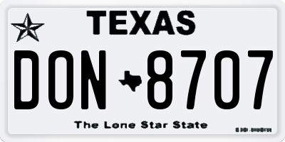 TX license plate DON8707