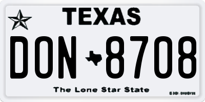 TX license plate DON8708