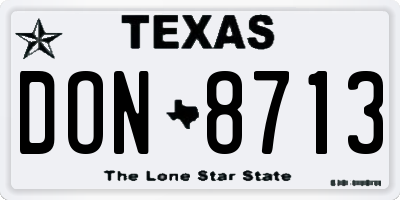 TX license plate DON8713