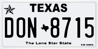 TX license plate DON8715
