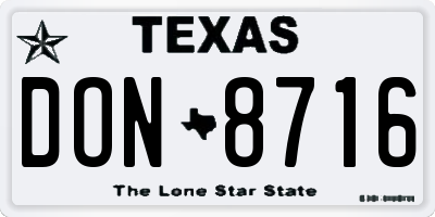 TX license plate DON8716