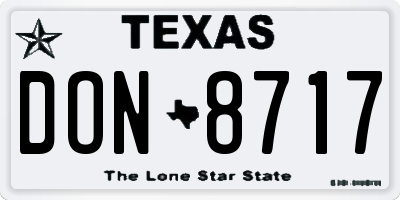 TX license plate DON8717