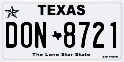 TX license plate DON8721