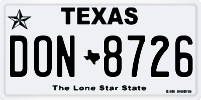 TX license plate DON8726