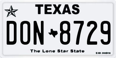 TX license plate DON8729