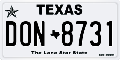 TX license plate DON8731