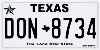 TX license plate DON8734