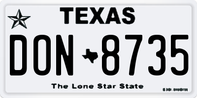 TX license plate DON8735