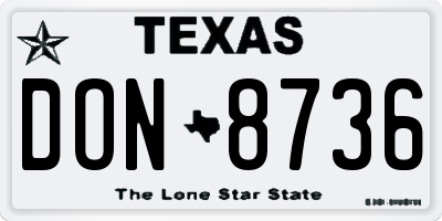 TX license plate DON8736