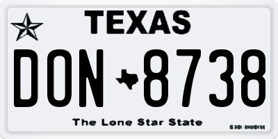 TX license plate DON8738