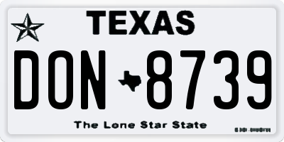 TX license plate DON8739