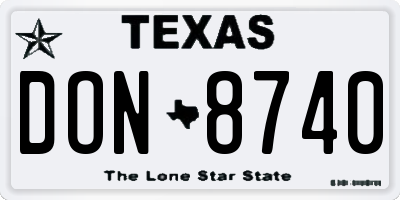 TX license plate DON8740