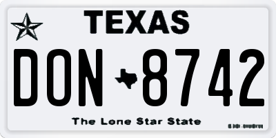TX license plate DON8742
