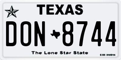 TX license plate DON8744