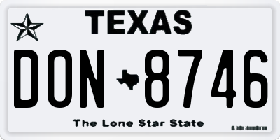 TX license plate DON8746