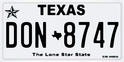 TX license plate DON8747
