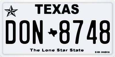 TX license plate DON8748