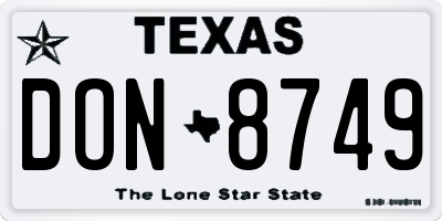 TX license plate DON8749