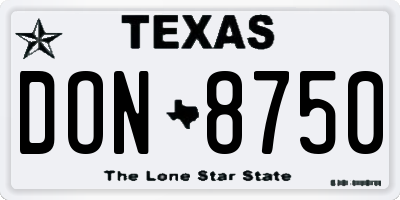 TX license plate DON8750