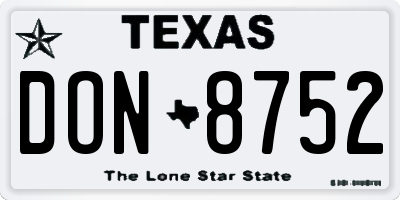 TX license plate DON8752