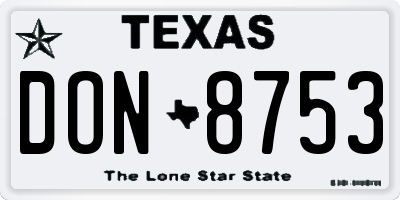 TX license plate DON8753