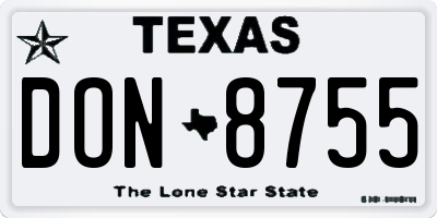 TX license plate DON8755