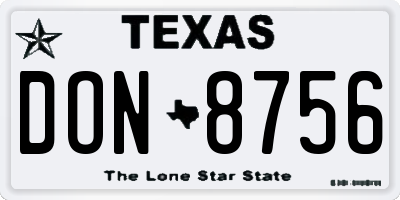 TX license plate DON8756