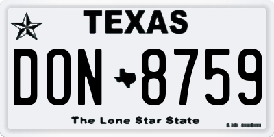 TX license plate DON8759
