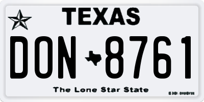 TX license plate DON8761
