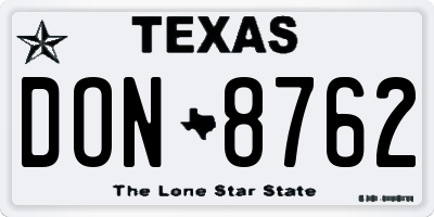 TX license plate DON8762