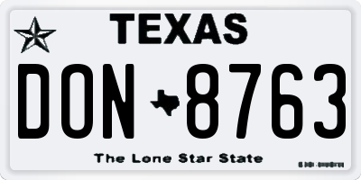 TX license plate DON8763
