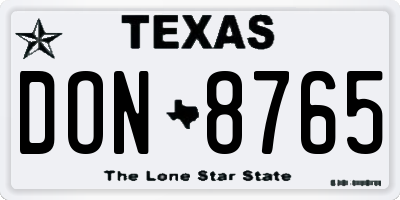 TX license plate DON8765