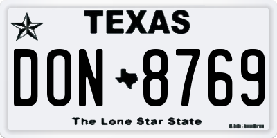 TX license plate DON8769