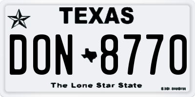 TX license plate DON8770