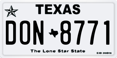 TX license plate DON8771