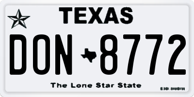 TX license plate DON8772