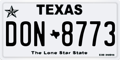 TX license plate DON8773