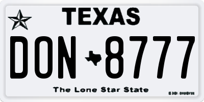 TX license plate DON8777