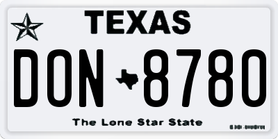 TX license plate DON8780