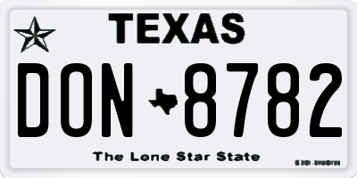 TX license plate DON8782