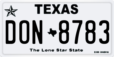 TX license plate DON8783