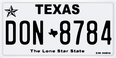 TX license plate DON8784