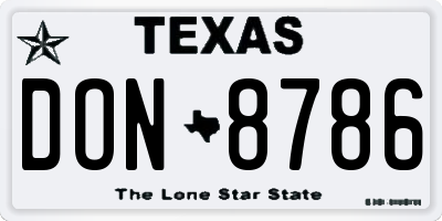 TX license plate DON8786