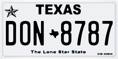 TX license plate DON8787