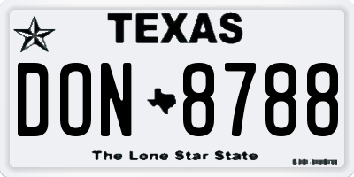 TX license plate DON8788