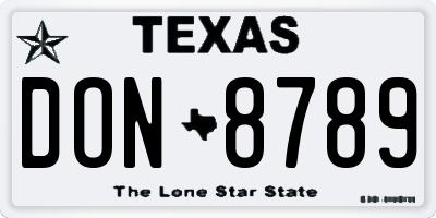 TX license plate DON8789